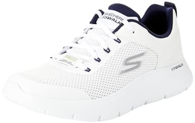 Skechers Baskets Go Walk Flex Independent pour Homme, Textile synthétique Blanc et Bleu Marine, 39.5 EU