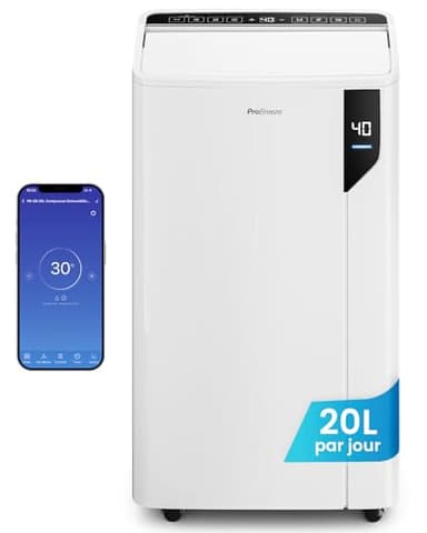 Pro Breeze Déshumidificateur d’Air Compresseur Intelligent 20L/jour - Économe, Mode Linge, Wi-Fi, Capteur & Indicateur d’Humidité, Filtre à Charbon pour Moisissures, Humidité