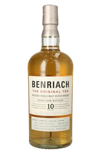 Benriach 10 Ans The Original Ten - Single Malt Whisky 10 ans - Assemblage Fûts Bourbon, Xérès & Chêne Neuf - Aux Notes de Poires mûres, Nectarine & Orge maltée - Un spiritueux Frais & Rond - 70cl