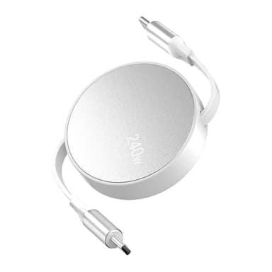 Câble USB C vers USB C 240 W, 1M Rétractable Cable 4 Longueurs Réglables, PD3.1 5A Mini Câble Chargeurs Charge Rapide pour iPhone 16 15 14 Serie iPad Pro Samsung Pixel Sony Huawei Xiaomi Switch