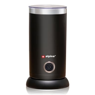 alpina Pichets-Mousseurs à Lait, Mousseur à Lait - 230V/450W - Mousseur de Lait 3-en-1-300 ML - Mousse de Lait Froid et Chaud - Chauffe le Lait Jusqu'à 65°C - Revêtement Antiadhésif - Noir