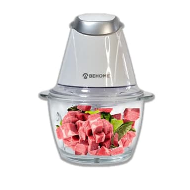 BEHOME Hachoir électrique de cuisine capacité 1L double lame en acier 300W pour la viande, les légumes, le fromage, le pesto