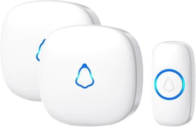 SECRUI Sonnette Sans Fil Exterieur Etanche, Doorbell Avec 2 Récepteurs + 1 Émetteur À Pile, 58 Mélodies Carillon, 120 dB 5 Niveaux Volume, LED, 300m Longue Portée Sonette Pour Maison,Appartement,Blanc