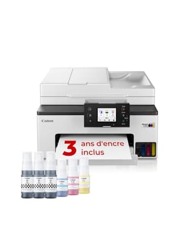 Canon MAXIFY GX2050 Imprimante A4 Couleur pour la Maison et Le Bureau, Imprimante, Copieur, Scanner et Télécopieur Jet d'encre MegaTank Tout-en-Un, Wi-FI, Ethernet, USB | Comprend 6 bouteilles d'encre