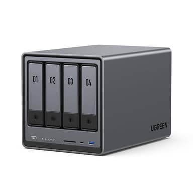 UGREEN NASync DXP4800, NAS de Bureau 4 Baies, processeur Intel N100 quadricœur, 8 Go de RAM DDR5, 32 Go eMMC, 2 emplacements 2,5 GbE, 2 emplacements M.2 NVMe, HDMI 4K (sans Disque) (DXP4800)