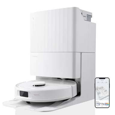 roborock Qrevo S Aspirateur Robot Laveur, 7000Pa HyperForce, Double Serpillière Rotative 200 TR/Min & Relevable 10mm, Station Multifonctionnelle, 3D Cartographie, Reactive Tech, Contrôle APP, Blanc
