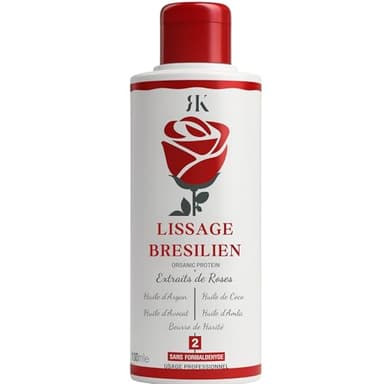 Lissage Bresilien Romanti-K® - Lissage Professionnel - Protéine de Tanin - Sans Formol - Soin lissant - Keratine Pure - Defrisant Organique (Lissage 100ml)