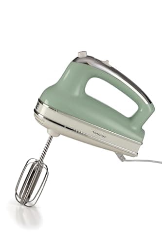 Ariete Vintage, Fouet Électrique Multifonction 1548, 5 Vitesses, Fonction Turbo, 2 Roues à Fouetter et Pétrir en Acier Inoxydable, Convient à la Pâte, Pizza, Crème Fouettée, 450W, Vert