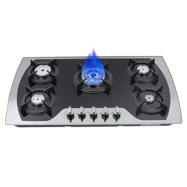 Plaque de cuisson à gaz encastrable 5 brûleurs autonomes 90 cm Cuisinière en verre Gaz naturel/propane