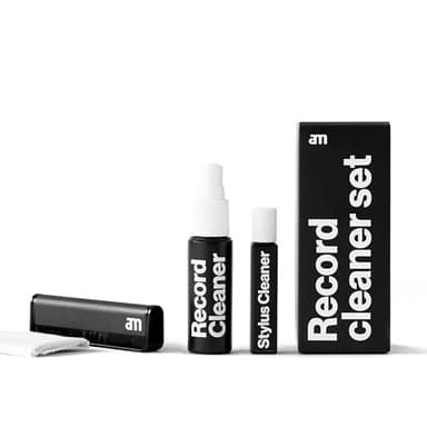 am Kit de Nettoyage Vinyl, Kit de Nettoyage et Entretien de Disques, Set de Nettoyage 3-en-1 pour Disques Vinyles avec Spray Nettoyant, Brosse en Fibre de Carbone Antistatique et Brosse pour Aiguille