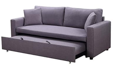 Menzzo Canapé 3 Places Convertible Saphir Tissu Gris Clair