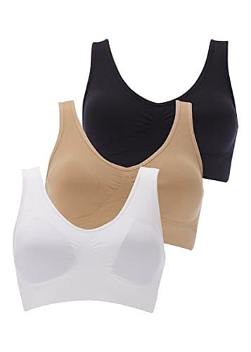 Boolavard Soutien-Gorge Sport Confort 3 pièces : Blanc, Noir et Couleur Chair. (as4, Alpha, l, Regular, Regular)