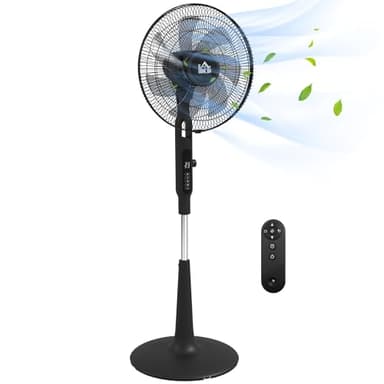 HOMCOM Ventilateur sur pied Ø 42cm 40W silencieux télécommande minuterie 3 modes 28 vitesses, fonction anti-moustique, hauteur réglable oscillant 75° noir