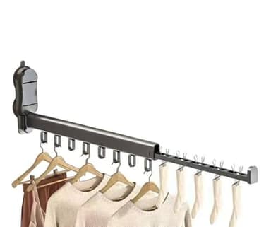 AISIR Etendoir Linge Séchoir à Linge Mural avec Ventouse, Étendoir à Linge 90 ° Pliable en Alliage d'aluminium pour Intérieur et Extérieur.