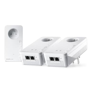 devolo Magic 1 WiFi 5 (ac) Multiroom Kit : 3x Adaptateurs CPL WiFi, Prise Gigogne (1200 Mbits, 5x Ports Fast Ethernet, Mesh), idéal télétravail, gaming, streaming, prise française