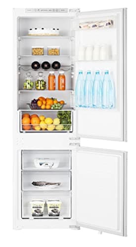 Hisense Rib312F4Awe Réfrigérateur combiné à encastrer, technologie No Frost, capacité 246 L, éclairage LED, affichage électronique pour contrôle de la température, blanc, 54,5 x 54 x 177,2 cm, 57 kg