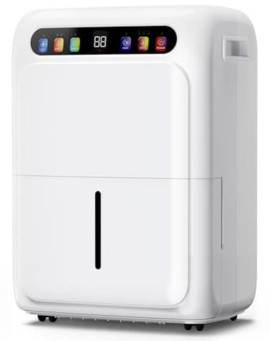 Deshumidificateur d Air, Deshumidificateur 20 L/jour, Séchage du linge, Réservoir d'eau de 6 L, capteur d'humidité automatique, Écran Tactile Couleur, Minuterie 24 h, Tuyau de Vidange