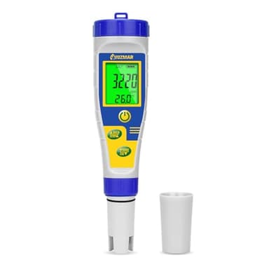 UIUZMAR pH Mètre Électronique Testeur Sel et pH Piscine 5 en 1 Mètre pour Piscine au Sel Testeur de Sel pour Piscine Hydroponie Testeur de pH et Salinité pour Piscine Spa Aquarium