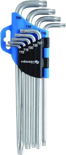 Högert Technik - Jeu de Cle Torx, Set de Tournevis Torx, Tailles T10 à T50, Ensemble Torx, Acier Chrome-Vanadium, Jeu de Cles Torx Résistant à la Déformation et à l'Usure - HT1W818, 9 Pièces