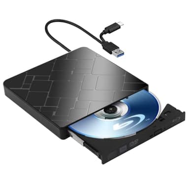 Custom Catch External Blu-Ray Drive, Slim USB 3.0 and Type-C External Blu Ray Drive Portable 3D Blu Ray Burner Writer BD Drive CD DVD Drive Player, Optical Bluray Drive Reader for Windows XP/7/8/10