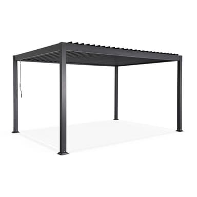 AirDay - Pergola bioclimatique 3 x 4 m - Tonnelle autoportante de Jardin avec Lames orientables Pleine Largeur, Structure Aluminium Anthracite, abri terrasse Design, évacuation Eau par poteaux (4x3m)