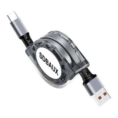 SDBAUX Câble USB C Charge Rapide 1M, QC 3.0(3A)USB A vers Type C Rétractable Câble de Chargeur CarPlay, pour Série iPhone 17/16/15, iPad Air/Pro, Samsung Galaxy S25/S24, LG, Sony, Huawei, Moto, Switch