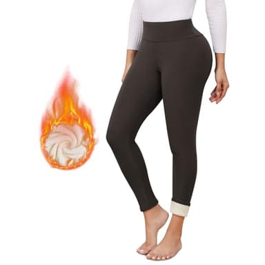 Vorvowry Legging Polaire Femme Hiver Chaud Thermique Pantalon Taille Haute Élastiques Doublé Polaire Leggings Femme pour Exercice de la Vie Quotidienne XL Gris Foncé