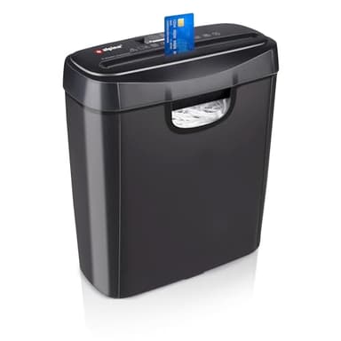 alpina Destructeur de Documents Papier - Broyeur Papier et Cartes de Crédit 190W - Dechiqueteuse Papier Electrique - Espace pour 6 Feuilles A4 - Collecteur de 10L - Noir