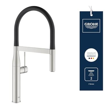 GROHE Essence Mitigeur Robinet pour Evier de Cuisine, Avec flexible Noir, Supersteel, 30294DC0 (Import Allemagne)