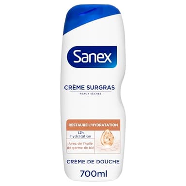 SANEX - Crème de Douche Derma Care Surgras - Hydratation 12h - Peaux sèches - 700ml