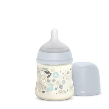 Suavinex, Biberon 150 ml. Biberon avec Tétine Symétrique SX Pro en Silicone à Débit Lent (S), avec Valve Anti-Colique. Silicone Fin Ultra-Doux. Bébés +0 Mois et Nouveau-nés, Wonderland Bleu Floral
