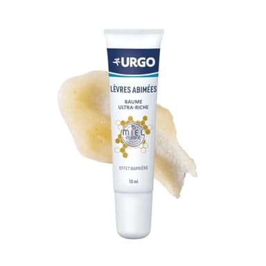 Urgo - Baume Lèvres abimées ultra-riche - Protège, répare et nourrit intensément - Formule à base de beurre de karité et de miel purifié - Tube de 10 ml