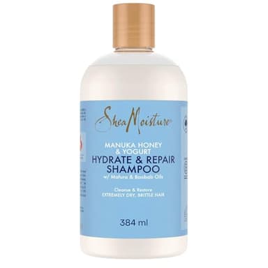 SHEA MOISTURE - Shampooing Miel de Manuka et Yaourt - Hydrate et répare les cheveux secs et fragiles - Apporte brillance et résistance - 384ml