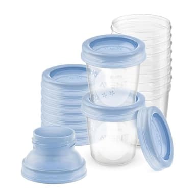 Philips Avent Système de Conservation du Lait Maternel, Pots de Conservation180 ml, Couvercles Vissables et Adaptateur