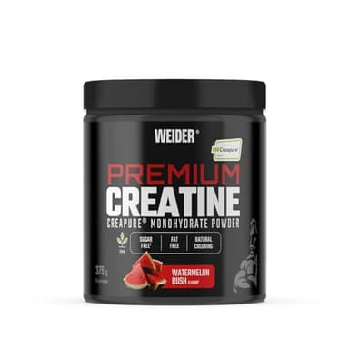 Weider Premium Creatine (375g) Goût Pastèque, Créatine Monohydrate 100% Creapure, Sans Sucre, Vegan, Aide à Augmenter la Performance Physique (75 portions)