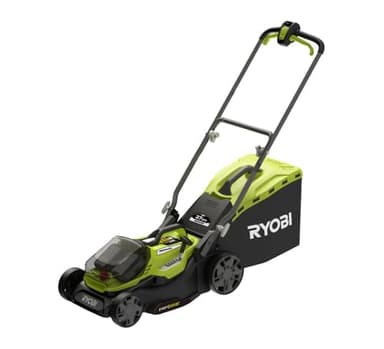 RYOBI - Tondeuse Brushless Sans Fil 18V ONE+ RY18LMX37A-150 – Largeur Ø37cm, 1 Batterie 5.0Ah + Chargeur, Mulching ou Ramasse, Bac semi-rigide 45L, Réglage Centralisé, Idéale 300-500m²