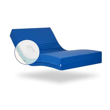 Geriafy - Matelas Gériatrique Hospitalier Articulé | 6 cm de Viscoélastique | Housse Sanitaire Imperméable (80x200), Bleu