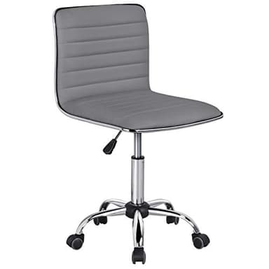 Yaheetech Chaise de Bureau sans Accoudoir Fauteuil Bureau à Hauteur Réglable Dossier Bas Assise Rembourée pour Chambre Studio Gris