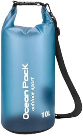 VIDSTW Sac Etanche 10L Pochette Etanche, Sac Etanche Nautique Dry Bag avec Bandoulière et Poignée, Sac Waterproof Conception Translucide pour Rafting, Kayak, Plongée, Escalade, Vélo (Bleu)