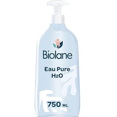 BIOLANE - Eau Pure H2O - Nettoyant Pour Le Visage, Corps Et Siège Du Bébé - Sans rinçage - 1 flacon -pompe 750ml - Fabriqué en France