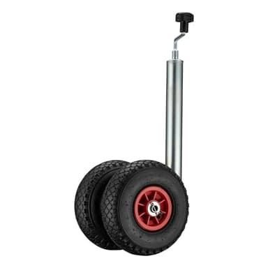 WilTec Roue Jockey Double – 290 x 230 x 860 mm – Hauteur Ajustable 66-86 cm – Capacité Max de 200 kg – Roulette Avant pour Voitures Remorques Caravanes avec manivelle