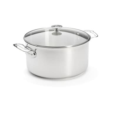 De Buyer - Faitout en inox MILADY avec son couvercle en verre - 28 cm - Fabriqué en France, Sans PFAS, Inox 18/10 Performant et Résistant, Fond Sandwich, Tous Feux + Four, Finition Poli Brillant