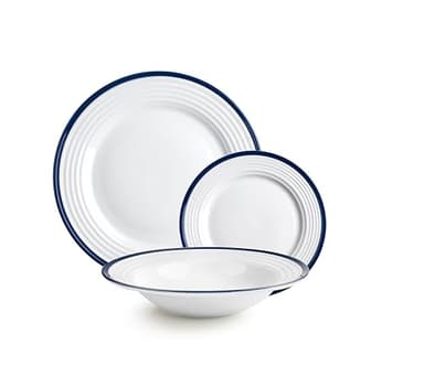 IBILI - Service de table 12 pièces Provence, assiettes en porcelaine pour 4 personnes, Blanc