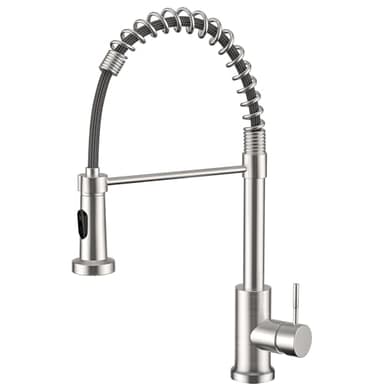 Llizuia Robinet Cuisine, Mitigeur Cuisine Avec Douchette Extractible, Robinet d'Évier à Arc Haut Pivotant 360° avec 2 Modes de Pulvérisation, Acier Inoxydable