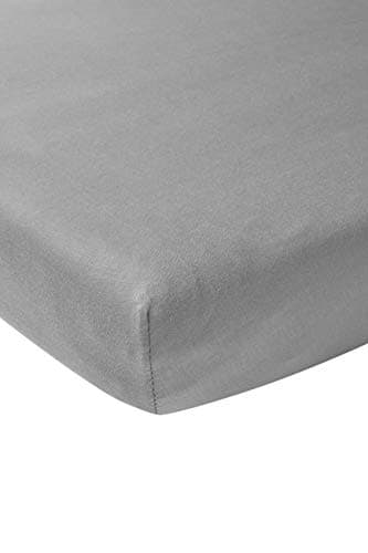Meyco Baby Uni Drap de lit (Drap de qualité Jersey Doux, 100% Coton, Ajustement Parfait grâce à l'élastique Tout Autour, Respirant, Taille : 50 x 90 cm), Gris