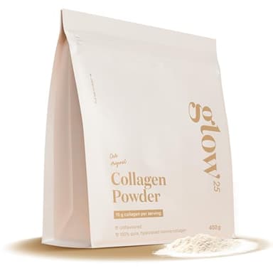 Collagene en poudre Glow25® [450g] – L'Original – Collagène premium hydrolysé pur – Peptides de type 1 et 3 – Haute Solubilité – Collagène naturel – Collagen