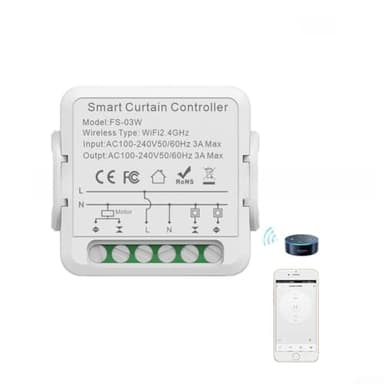 GLFLOW Smart RF433 Module d'interrupteur de rideau pour volet roulant électrique compatible avec Tuya WiFi et Zigbee, commande vocale avec Alexa et Google Home (WiFi)
