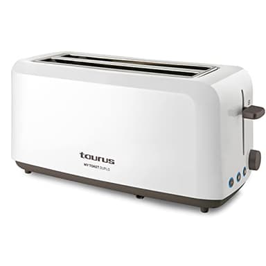 Taurus - Grille-pain Mytoast Duplo,1450W,2 fentes longues et extra larges,6 niveaux de brunissage,3 fonctions (décongeler, réchauffer, annuler),Centrage automatique,Plateau ramasse-miettes