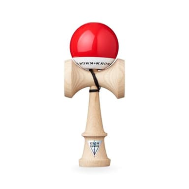 KROM - Kendama Pro Pop LOL Rouge - Bilboquet Japonais - Jouet en Bois pour Adulte et Enfant - Pack : Ficelle de Rechange + Stickers offerts