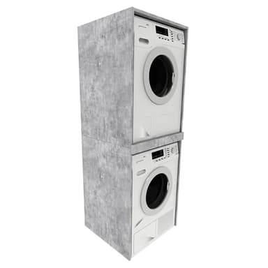 Armoire à colonne MRBLS_HOME pour machine à laver et sèche-linge - 66 x 180 x 65 cm (l x H x P) - Tour de lavage - Étagère pour machine à laver - Armoire pour buanderie et salle de bain - Béton